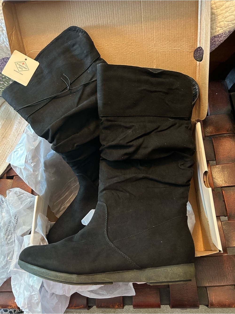 St. John's Bay Black Slouchy Mid-Calf Boots